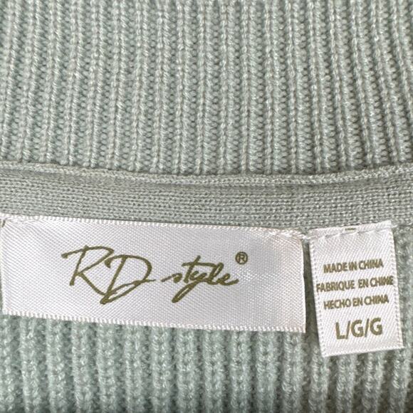 RD Style Womens Boyfriend Sweater V-Neck Moss Green Size L NWT Fall Essential - Picture 6 of 7